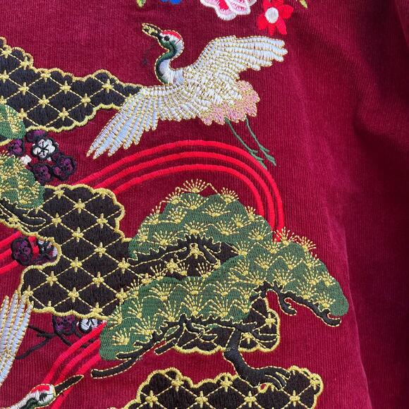 Embellish NYC Red Corduroy Varsity Jacket Full Zip Embroidered Men Small - Picture 11 of 11